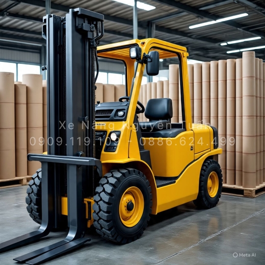 Xe nâng dầu Nissan 4,5 tấn, nâng cao 5m, gắn kẹp tròn 1,6m – Giải pháp tối ưu cho ngành công nghiệp | Xe Nâng Nguyễn Tuấn